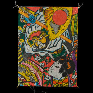 Miniature Dako (kite) depicting two samurai: Yoshitsune and Benkei