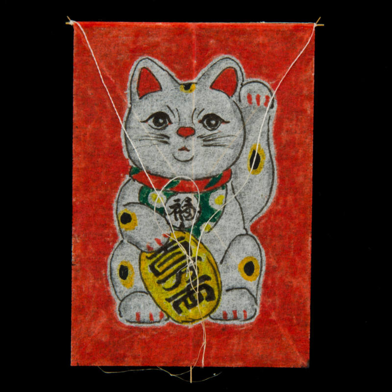 Miniature kaku dako (kite) depicting Maneki-Neko