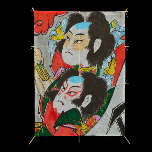 Miniature Muramatsu Ika (kite) depicting Soga Kyodai (Brothers)