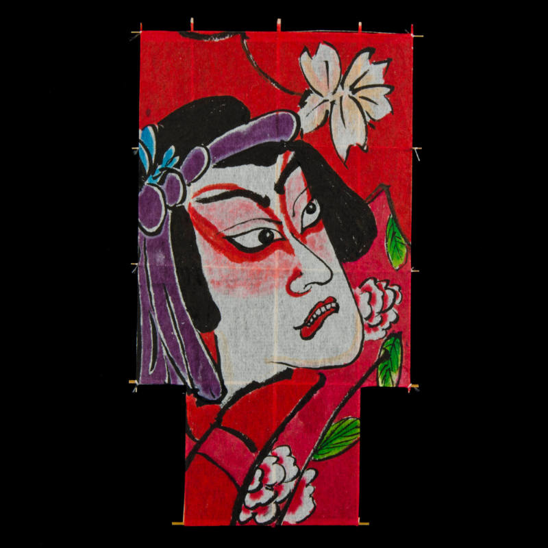 Miniature Sode Dako ("kimono kite") depicting Sukeroku Kabuki actor