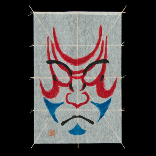 Miniature Kaku Dako (kite) depicting Kabuki Face of Benkei