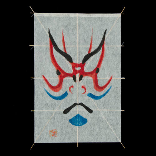 Miniature Kaku Dako (kite) depicting Kabuki Face of Kagekiyo