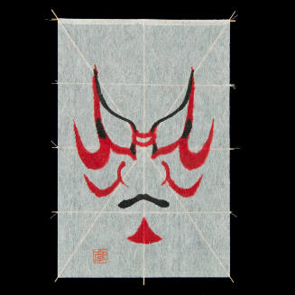 Miniature Kaku Dako (kite) depicting Kabuki Face of Yanone