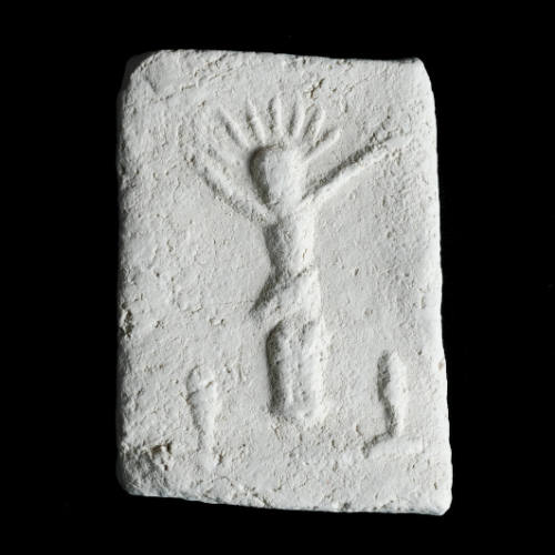 Sacred clay tablet with crucifixion scene