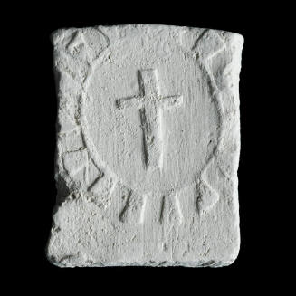 Sacred clay tablet with cross surrounded by necklace 