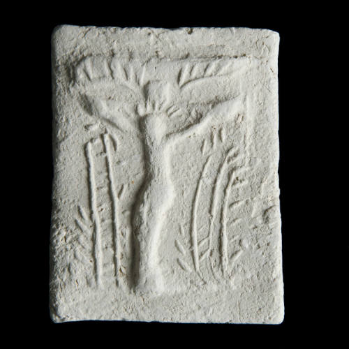 Sacred clay tablet with elaborate crucifixion scene