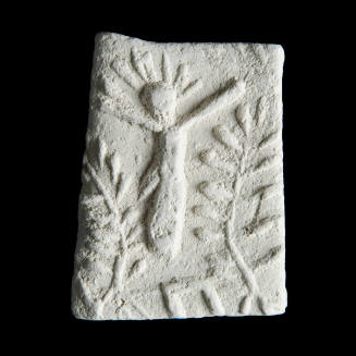 Sacred clay tablet with crucified figure but no cross