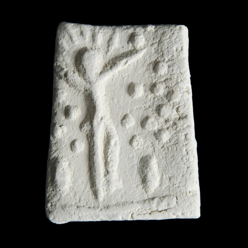 Sacred clay tablet with crucified figure but no cross