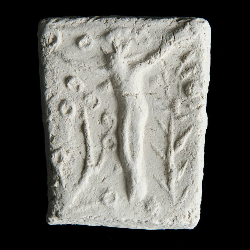 Sacred clay tablet with crucified figure but no cross