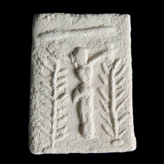 Sacred clay tablet with crucified figure