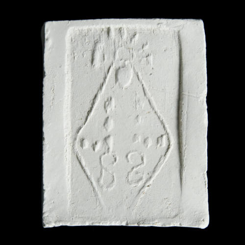 Sacred clay tablet with abstract, geometrical figure of Virgin