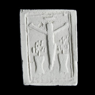 Sacred clay tablet with simplified crucifix