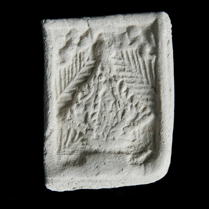 Sacred clay tablet with Virgin and lilies