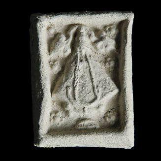 Sacred clay tablet witjh Virgin and five-petaled flowers