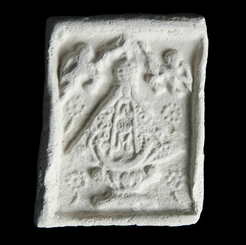 Sacred clay tablet with Virgin and many-petaled flowers