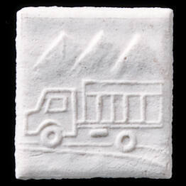Impressed clay tablet votive offering with truck
