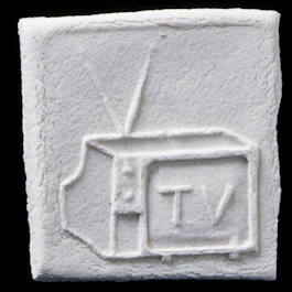 Impressed clay tablet votive offering with TV