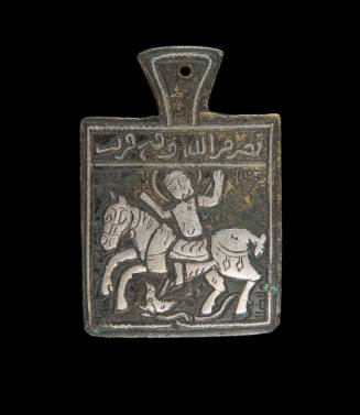 Scriptural amulet with horse and rider
