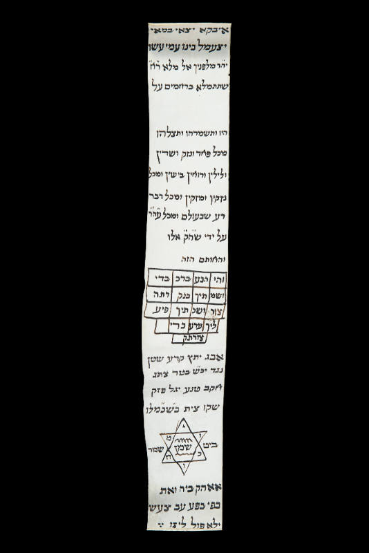 Hebrew Amulet scroll with magic squares containing Hebrew writing for good health, good mind,
and protection from bad spirits