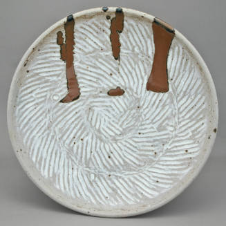 Platter with tenmoku marks on white glaze