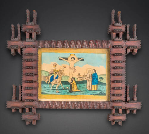 Puzzlework frame with Crucifixion print