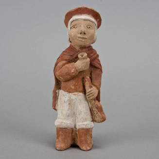 Figural whistle, man with charango and cup