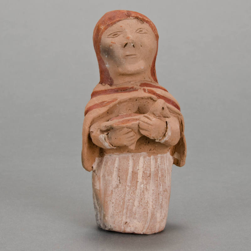 Figural whistle, woman holding duck