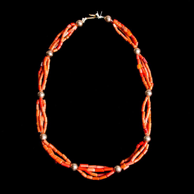 Necklace, coral and gold