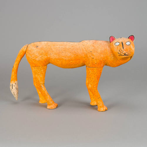 Feline, carved wood