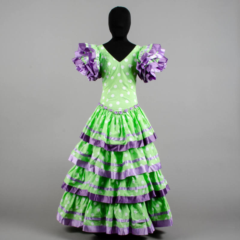 Purple and green flamenco dress