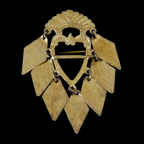 Heart and crown brooch