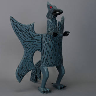 Gray bird (harpy, devil with bottle)