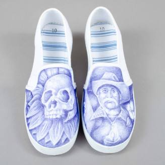 Inmate Footwear with Ink Drawings