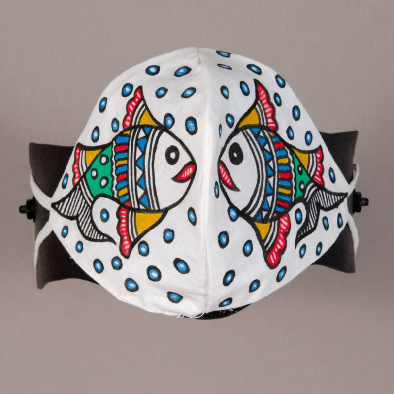 Hand-painted face mask with fish design