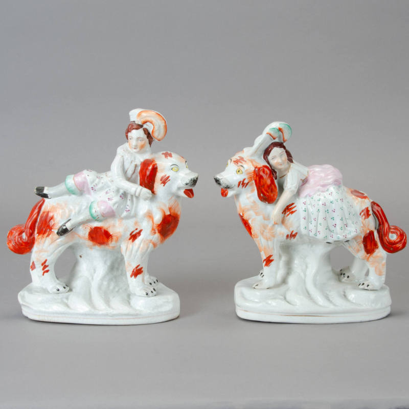 Children with Dog Staffordshire Figurine Set