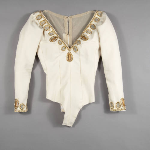 White and Gold Beaded Flamenco Top and Skirt