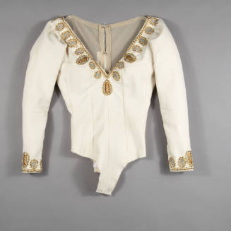 White and Gold Beaded Flamenco Top and Skirt