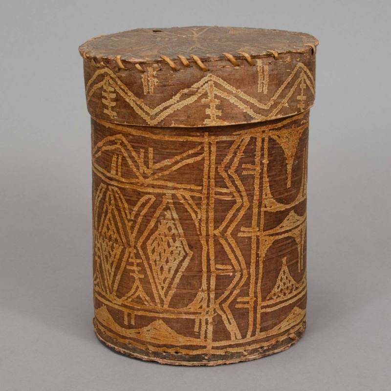 Lidded birchbark container