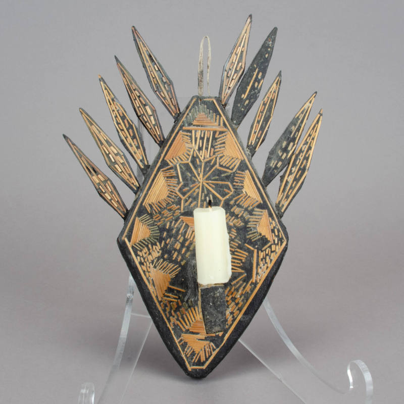 straw applique candlebrackets