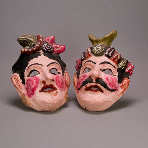 Masks, Man and Woman with Hair Adornments