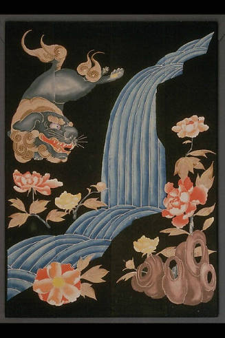 Futon bedcover with Shishi (lion-dog) motif