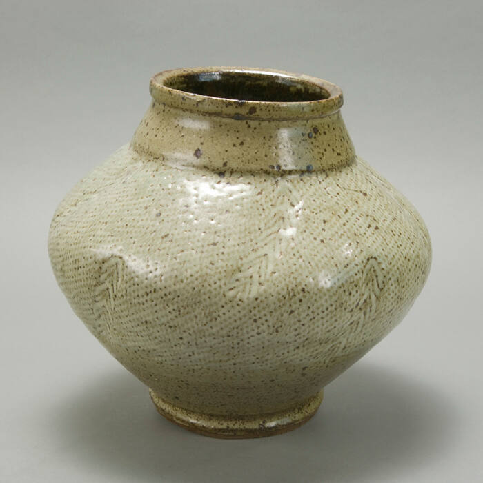 Large bead-form vase, green glaze