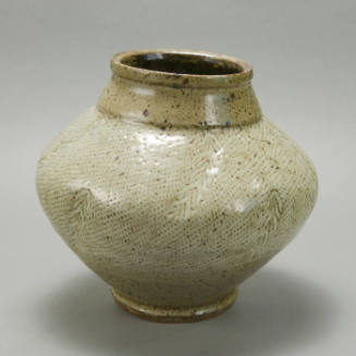 Large bead-form vase, green glaze
