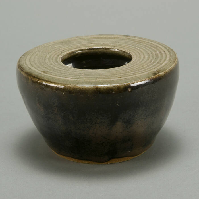Stoneware bowl with flat top with 2 1/4" orifice