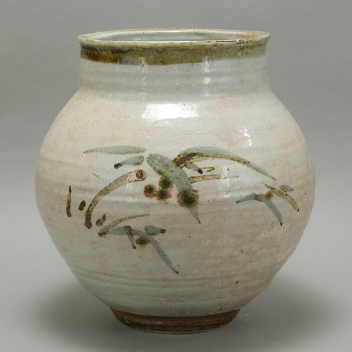 Large Stoneware vase, Foliage design