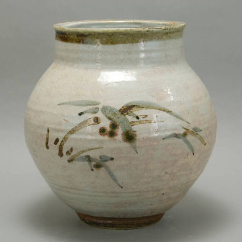 Large Stoneware vase, Foliage design