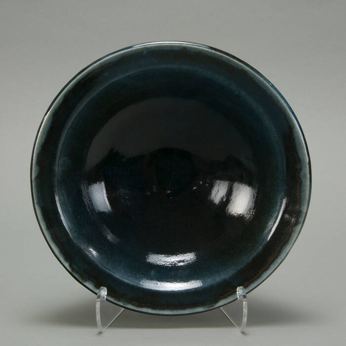 Dark cobalt stoneware dish with 1" rim