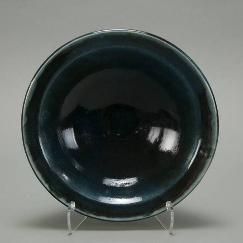 Dark cobalt stoneware dish with 1" rim
