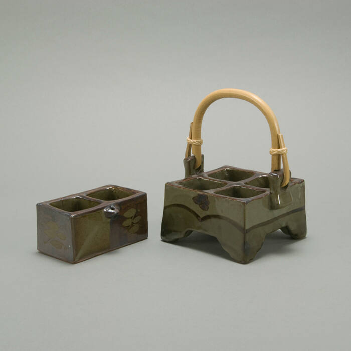 2 piece set--handled container & sectioned box
