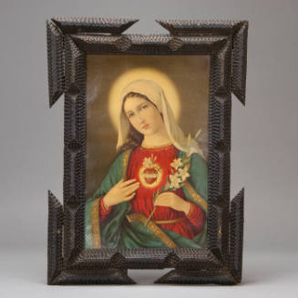 Tramp art frame with Madonna